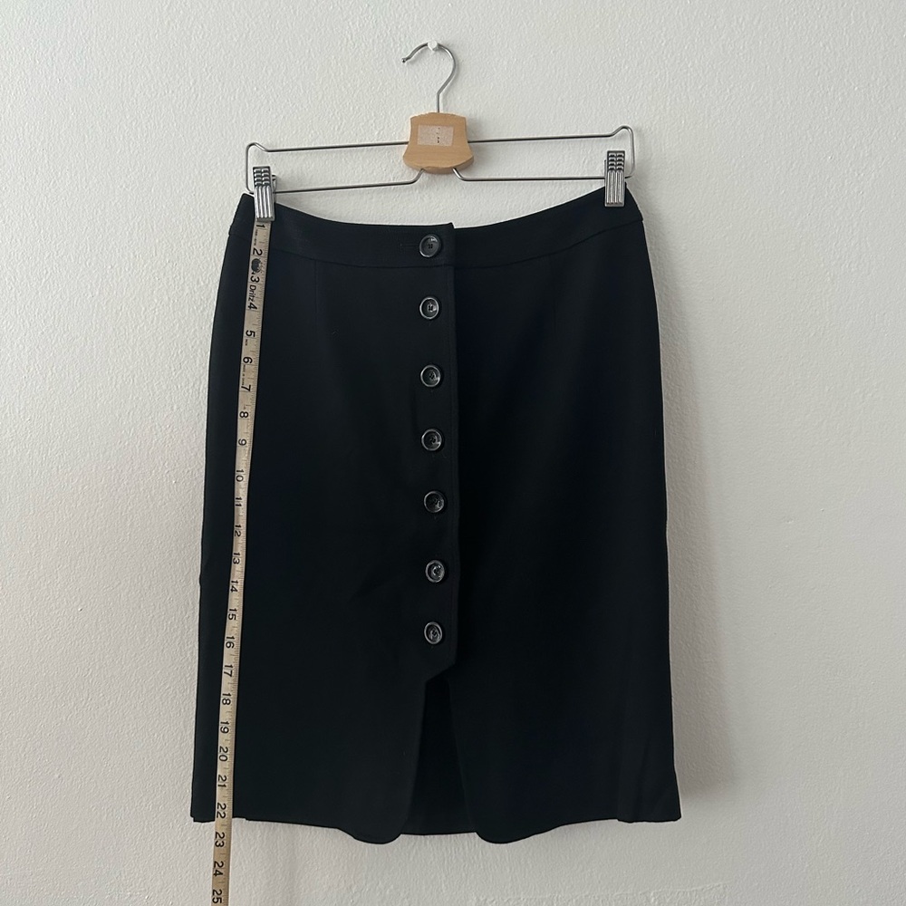TALBOTS Button Front Black Pencil Skirt with Front Slit. Size 6